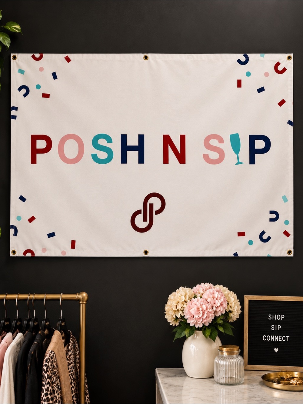 White Lettered Wall Tapestry with Multicolor Typography